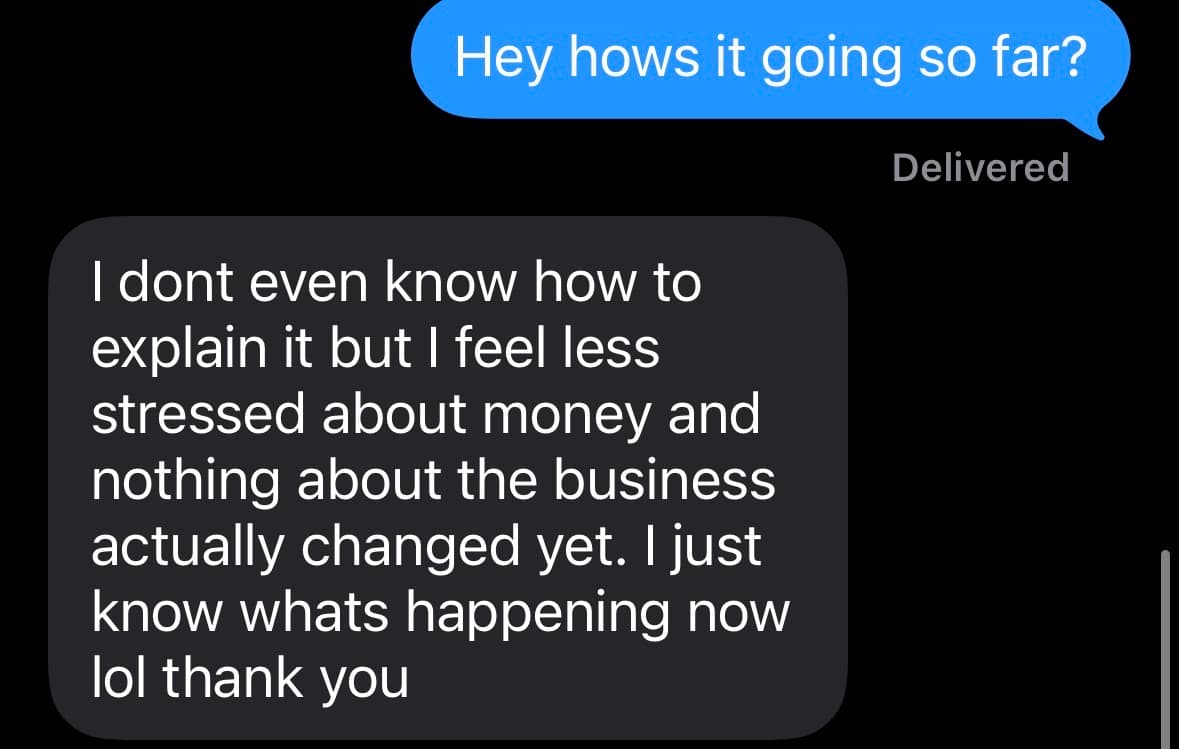 Client message about pulling the P&L for the first time in 6 months and actually understanding it
